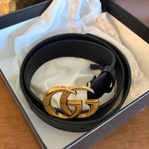 Gucci Black Belt with Gold GG Buckle